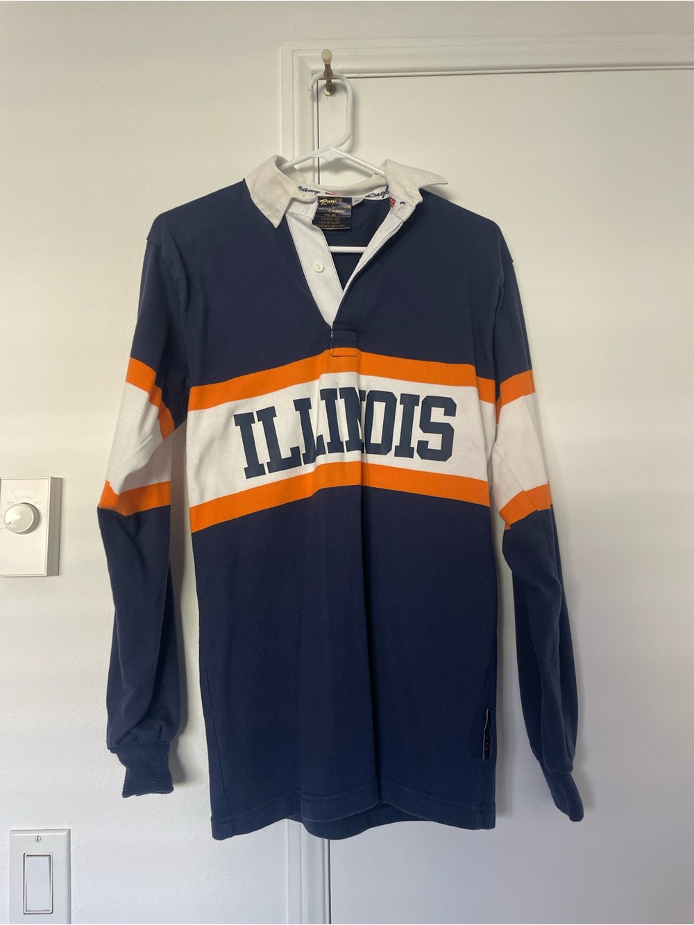 Illinois Navy & Orange Long-Sleeve Rugby Top with White Collar